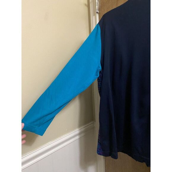 Vintage Women's Alfred Dunner Cardigan Sweater Turquoise Navy Purple 2X Button - Picture 10 of 12
